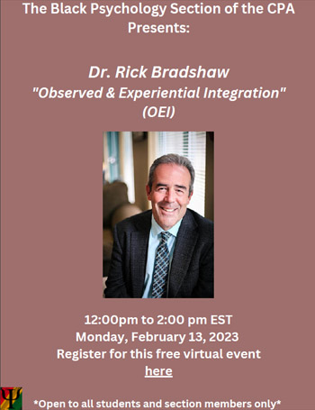 Dr.Rick Bradshaw, Feb 13th, 2023 Black Psychology Event